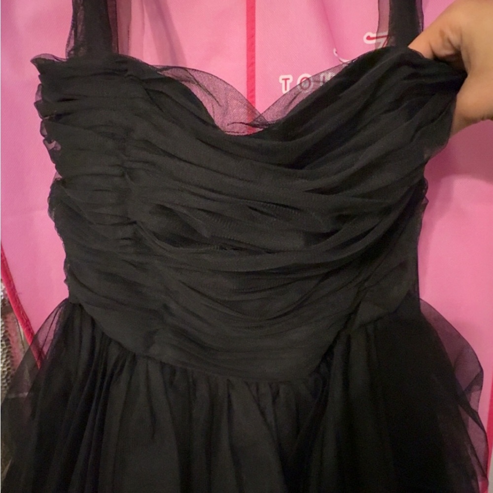 Elegant Black Strapless/tied strap Dress